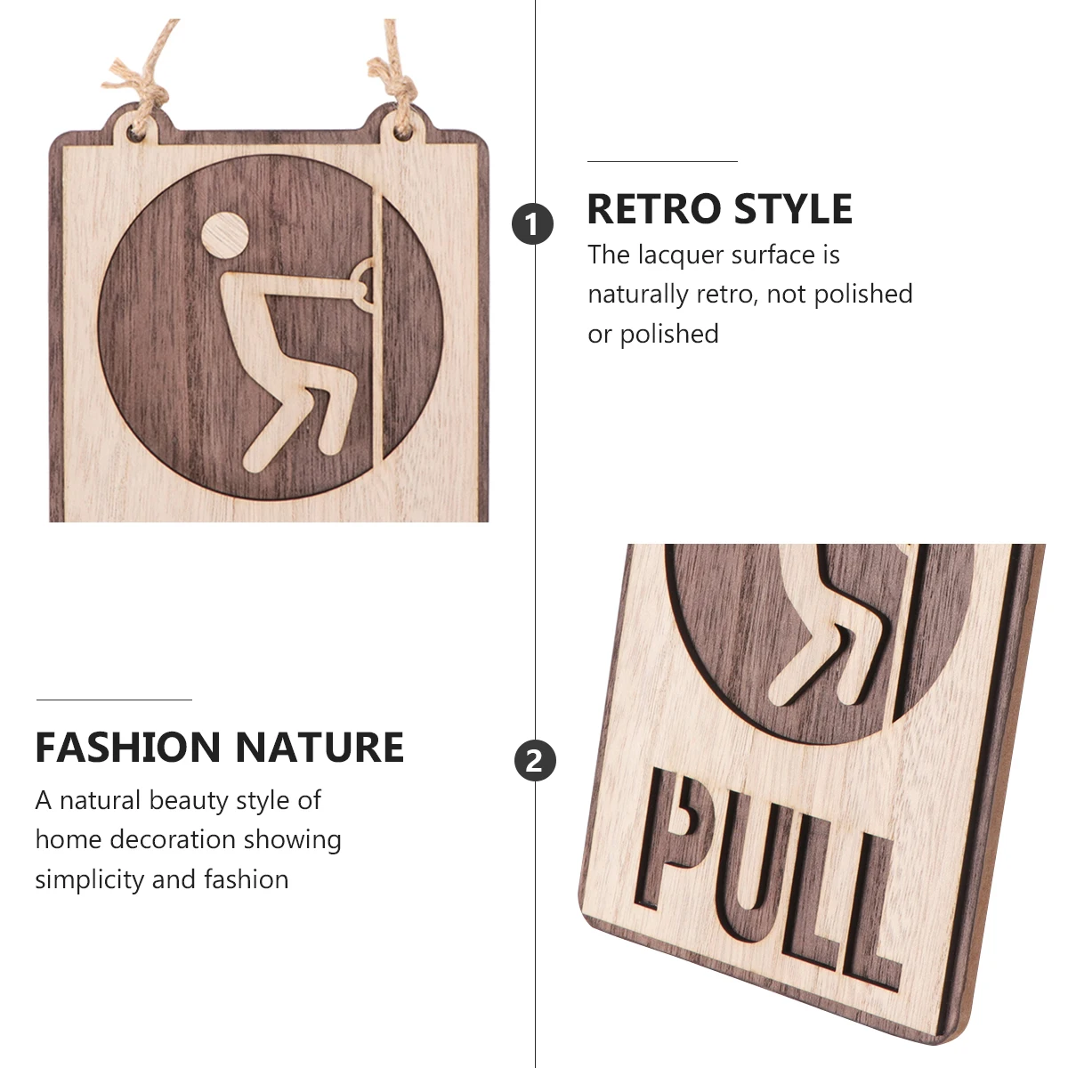 

Wooden Door Sign Push Pull Sign for Restaurant Hotel Home Tea House Cafe Hanging Rope Friendly Wooden Sliding Doors