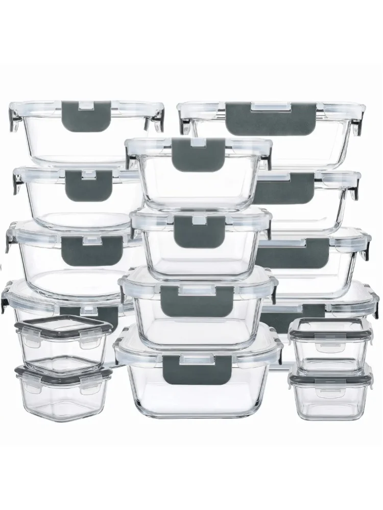 Glas-Lebensmittelbehälter-Set mit Luftdichten Verschlussdeckeln, Auslaufsichere Stapelbare Meal-Prep-Glasbehälter, Mikrowellen- und Gefrierschrank-Geeignete Glas-Lunchboxen für Küche und Kühlschrank