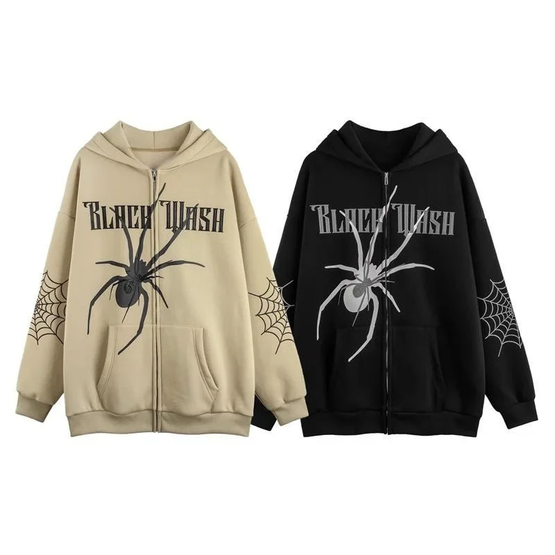 

Goth Grunge Y2k Streetwear Sweatshirt Women Printing Spider Zip Hoodie Women Clothes Harajuku Anime Oversize Hoodie Men Women