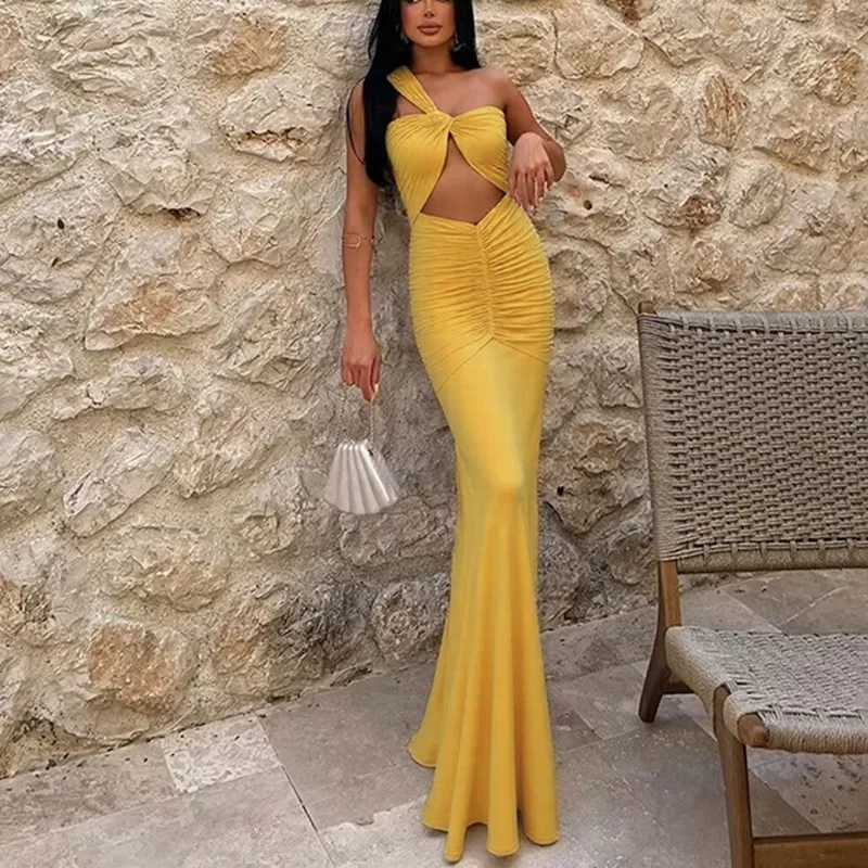 

Поп-женские модные вечерние платья, сексуальные полые плиссированные тонкие длинные платья без рукавов с высокой талией, роскошные винтажные вечерние платья