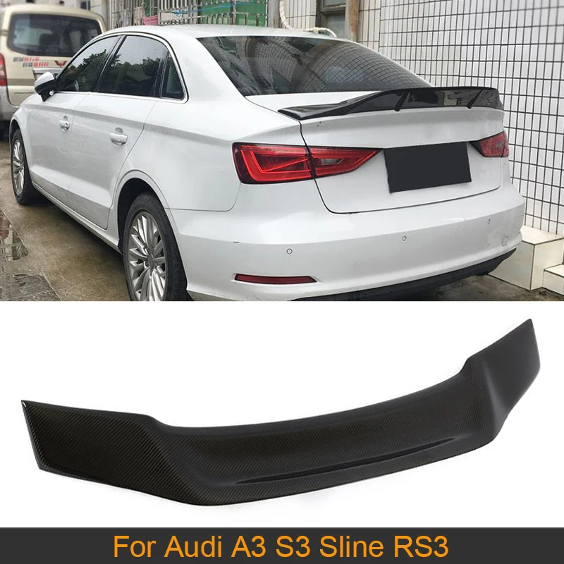 Carbon Fiber Rear Trunk Spoiler Wing For Audi A3 S3 Sline RS3 2014 - 2019 Car Rear Trunk Boot Lip Wing Spoiler