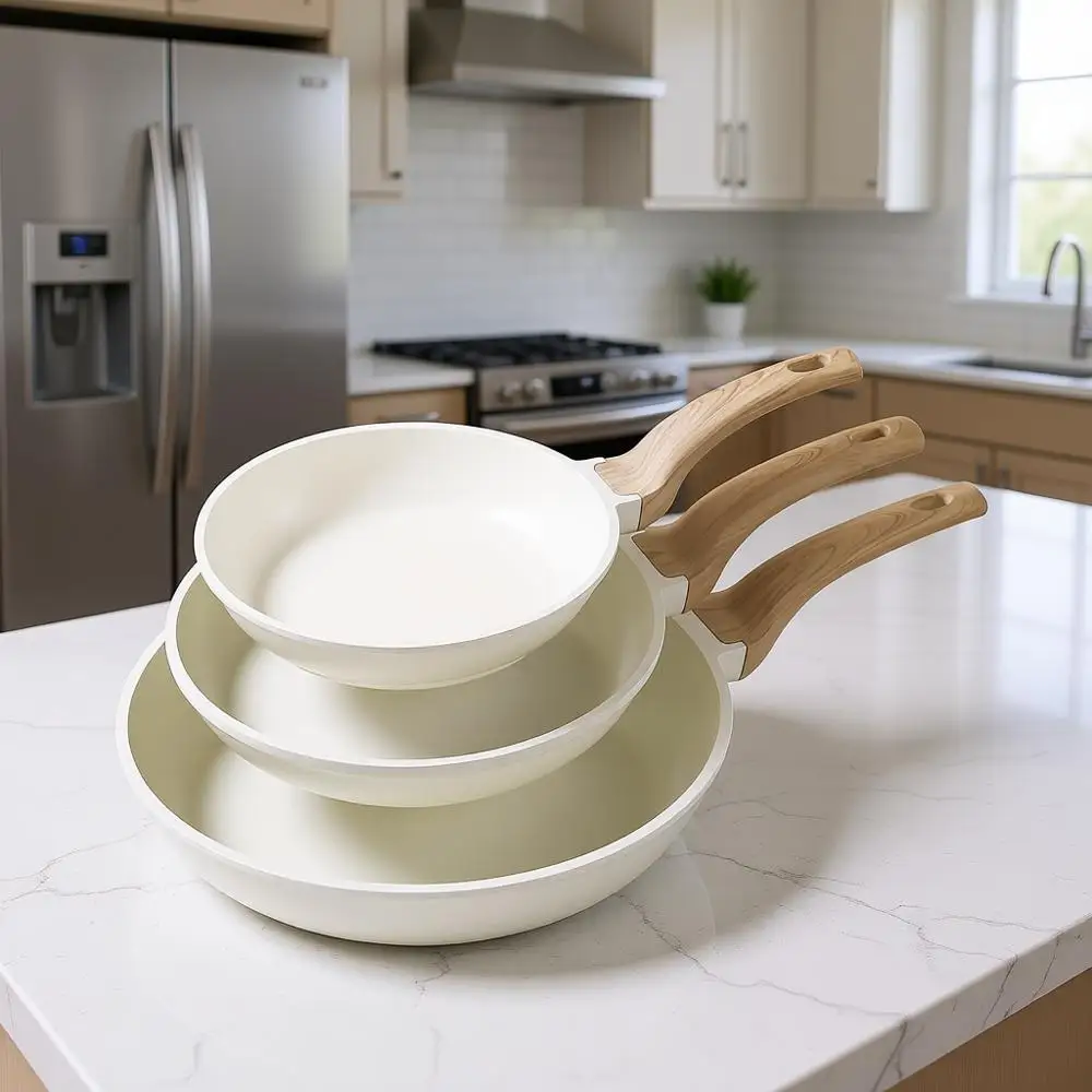 

Набор антипригарных сковород с формой для омлета, гранитная сковорода Chef, индукционные сковороды, термостойкие ручки, 8+10+12, Crea