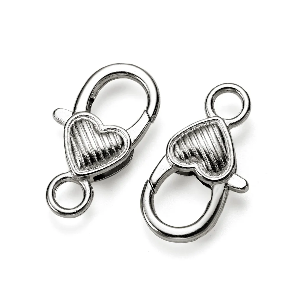 5/10pcs/lot 27x14mm Gold Silver Plated Rhodium Heart Shaped Lobster Clasp Hooks for Necklace&Bracelet Chain DIY Jewelry Making