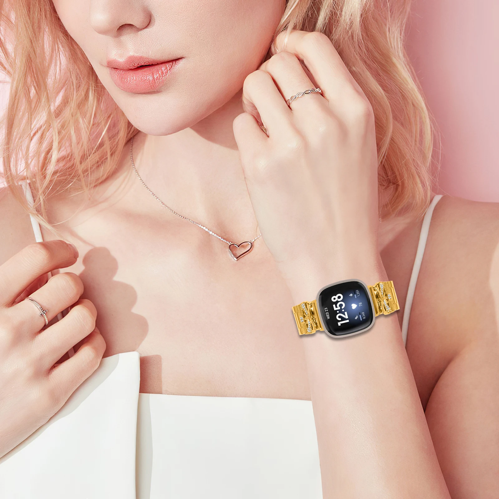 Ремешок из нержавеющей стали для Fitbit Versa 4 3, женские и мужские часы, металлический браслет, петля, застежка для Fitbit Sense2, замена браслета