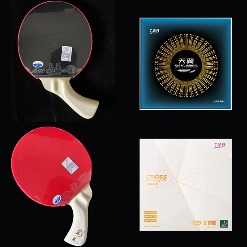 5-Ply Pure Wood Table Tennis Racket Blade with 729 Rubber Professional Peng Daoxiu Assembled DIY Pingpong Racket Bottom Plate