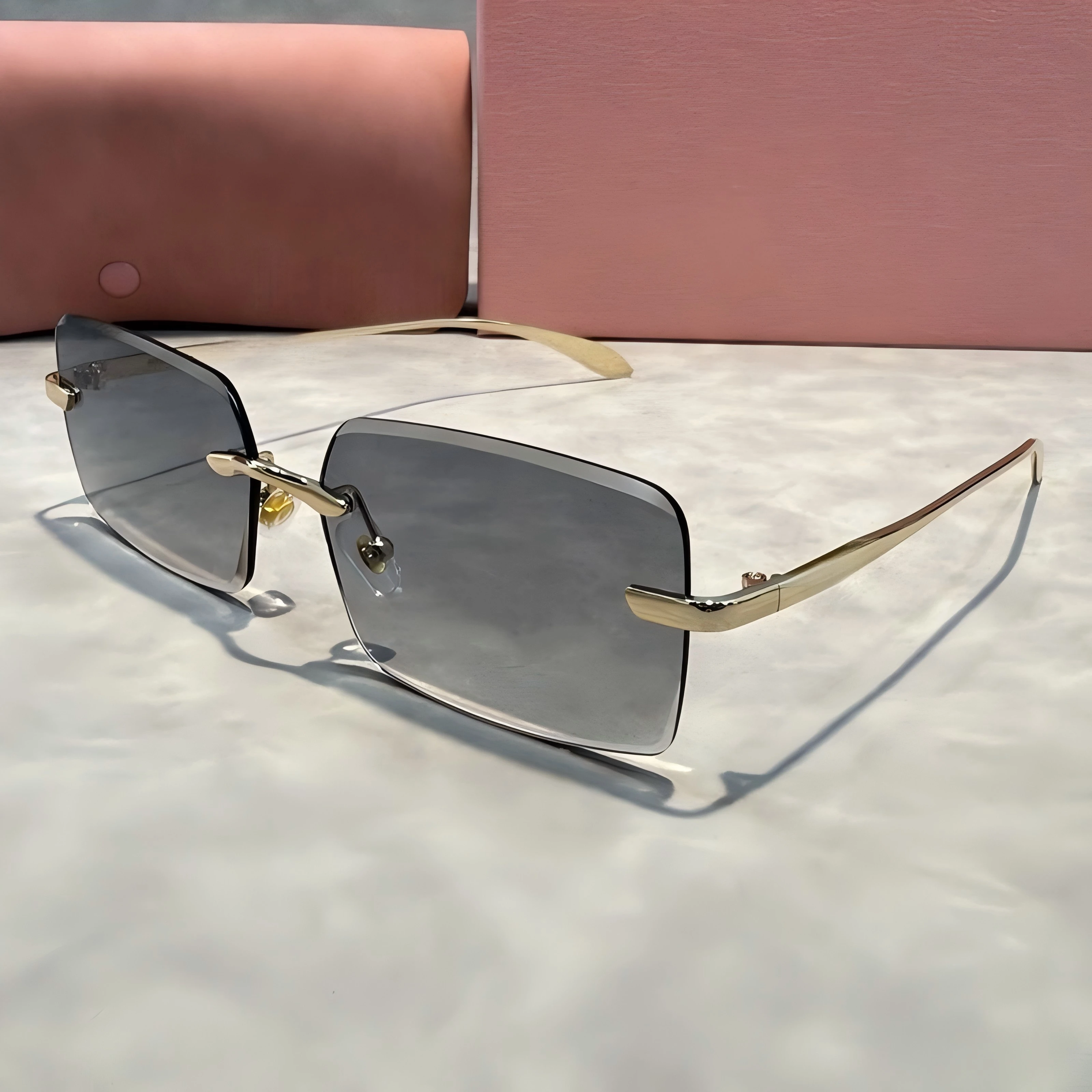 

Brand Discount Hot Selling Frameless Chamfered Sunglasses Stylish Metal Frames UV Protection Sunglasses Versatile Sunglasses a54