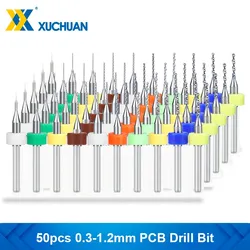 PCB Drill Bit 50pcs 0.3-1.2mm Carbide Drill Bit For Drilling PCB Circuit Board 1/8'' Shank Micro Gun Drill