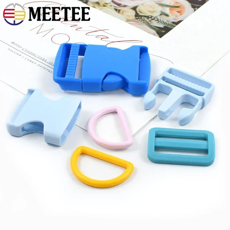 2-10Sets 32/38mm Bag Straps Plastic Buckle Luggage Webbing D Ring Hook Belt Sling Release Buckles Sewing Trimming Adjust Slider