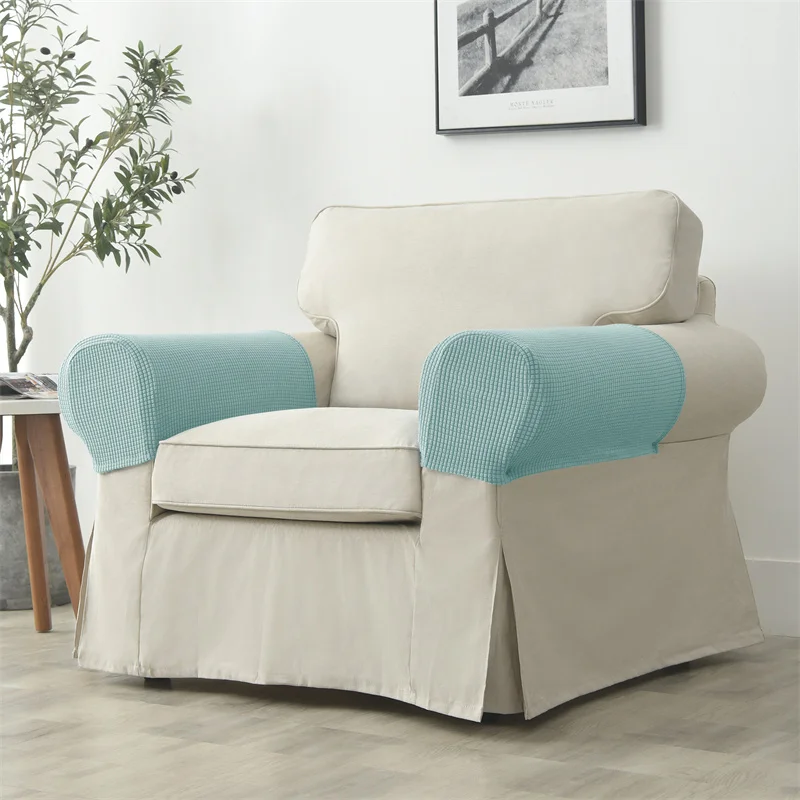 2-teiliges Set Stretch-Sofa-Armlehnenbezug Polar Fleece Schmutzabweisender Couch-Sessel Möbelschutz-Bezüge Einfarbig Wohnungsdekoration – Detail 24