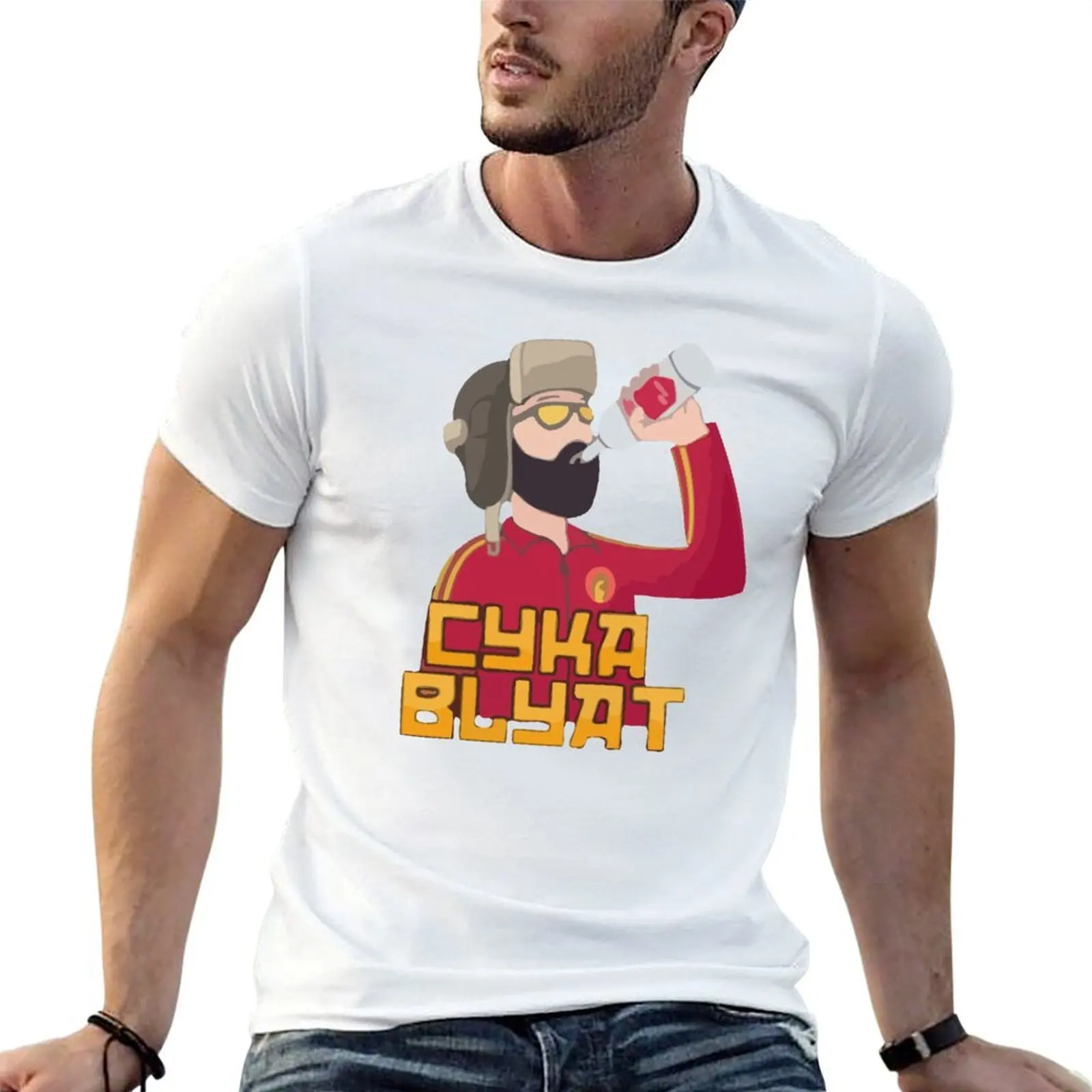 

t t man for men Vodka shirts shirts Cyka man T-Shirt men casual Slav Russian Meme shirt t Blyat man for graphic
