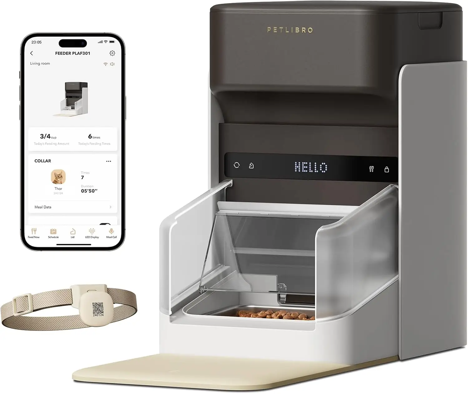 Upgraded RFID Automatic Cat Feeder, 5G Wi-Fi Automatic Pet Feeder, 3L Auto Cat Feeder App Control with Light Collar Tag 1