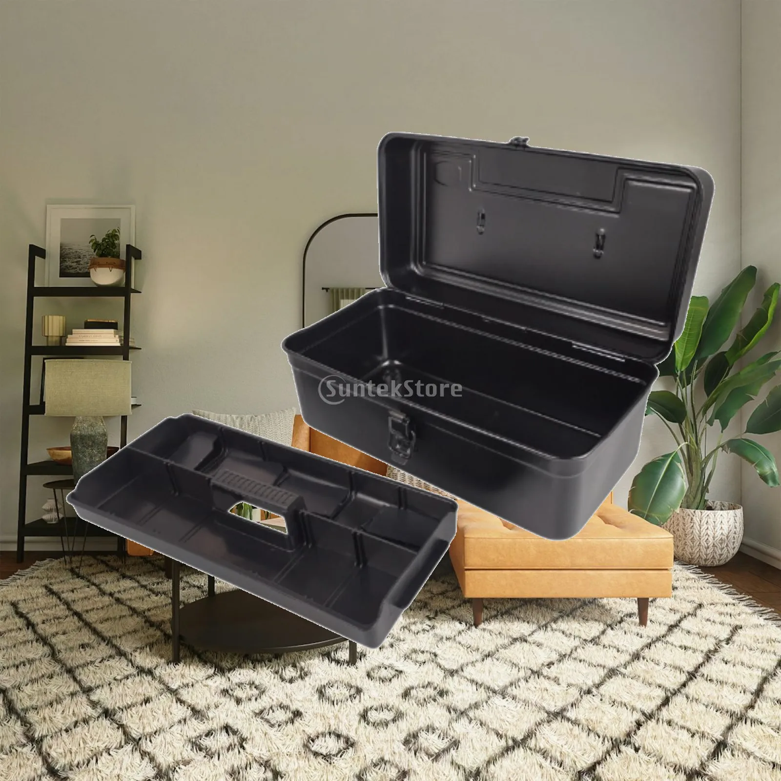 Thickened Iron Tool Box Large Organizer Multi Compartment Storage for Garage Home and Professional Workshop