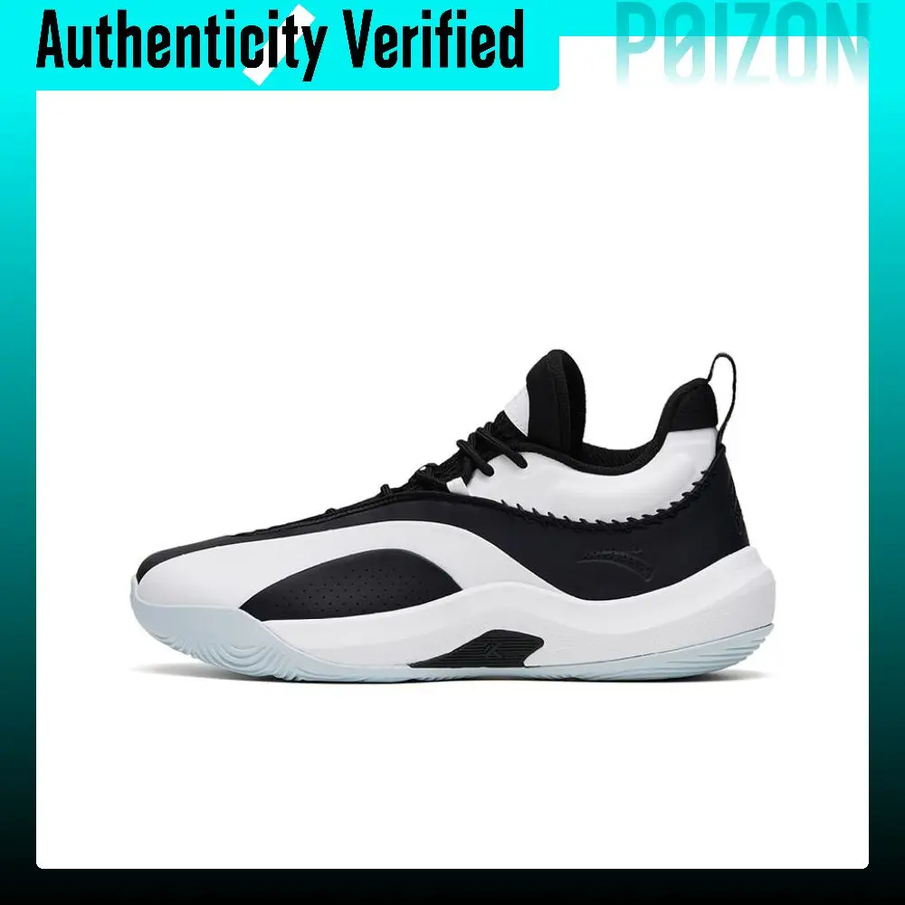 Anta KT Team Cushioning Slip Resistant Abrasion Resistant Low top Basketball Shoes Men's Black White 112331612-2