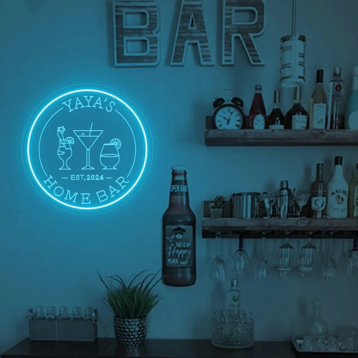 Custom Home Bar Neon Sign Personalized 3D Engraved Bar Sign Man Cave Sign