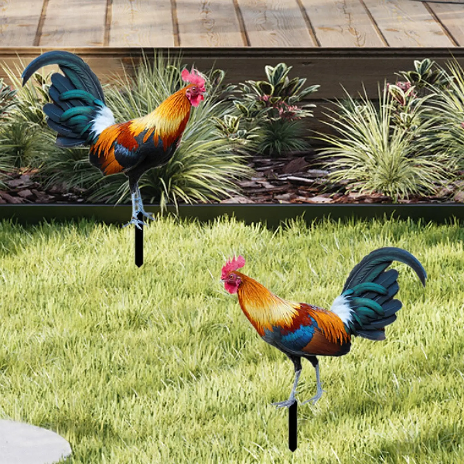 

2Pcs Rooster Garden Stakes Chicken Ornaments for Backyard Courtyard Patio