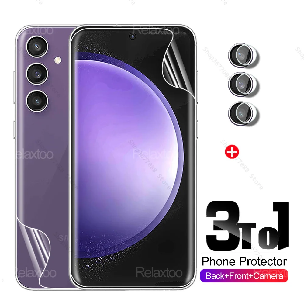 Гидрогелевая пленка 3To1 для передней и задней крышки объектива камеры Samsung Galaxy S23 FE, Защитное стекло для экрана SamsungS23 FE S23FE S 23 F E 5G
