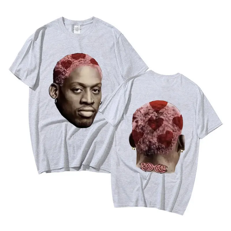 The Worm Dennis Rodman Big Face Double Sided Printed T-shirt Men Women Fashion Oversized Streetwear Male Vintage T Shirts Tops