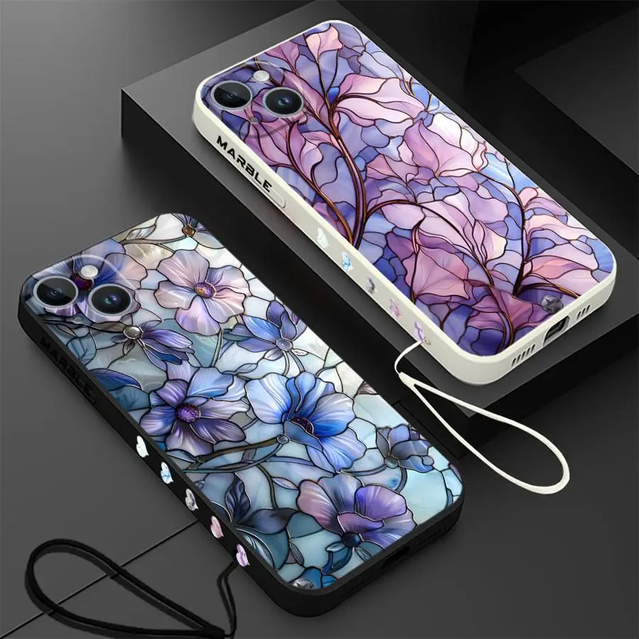 Flower Marble Phone Case for iPhone 11 12 13 14 15 16 Pro Max XR XS 7 8 SE 15 Plus 13 Mini Cover