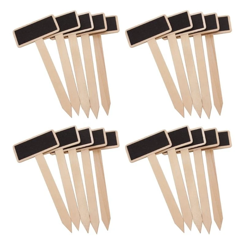 C90C 20Pcs Plant Labels Mini Chalkboard Signs Set, T-Type Garden Markers Labels
