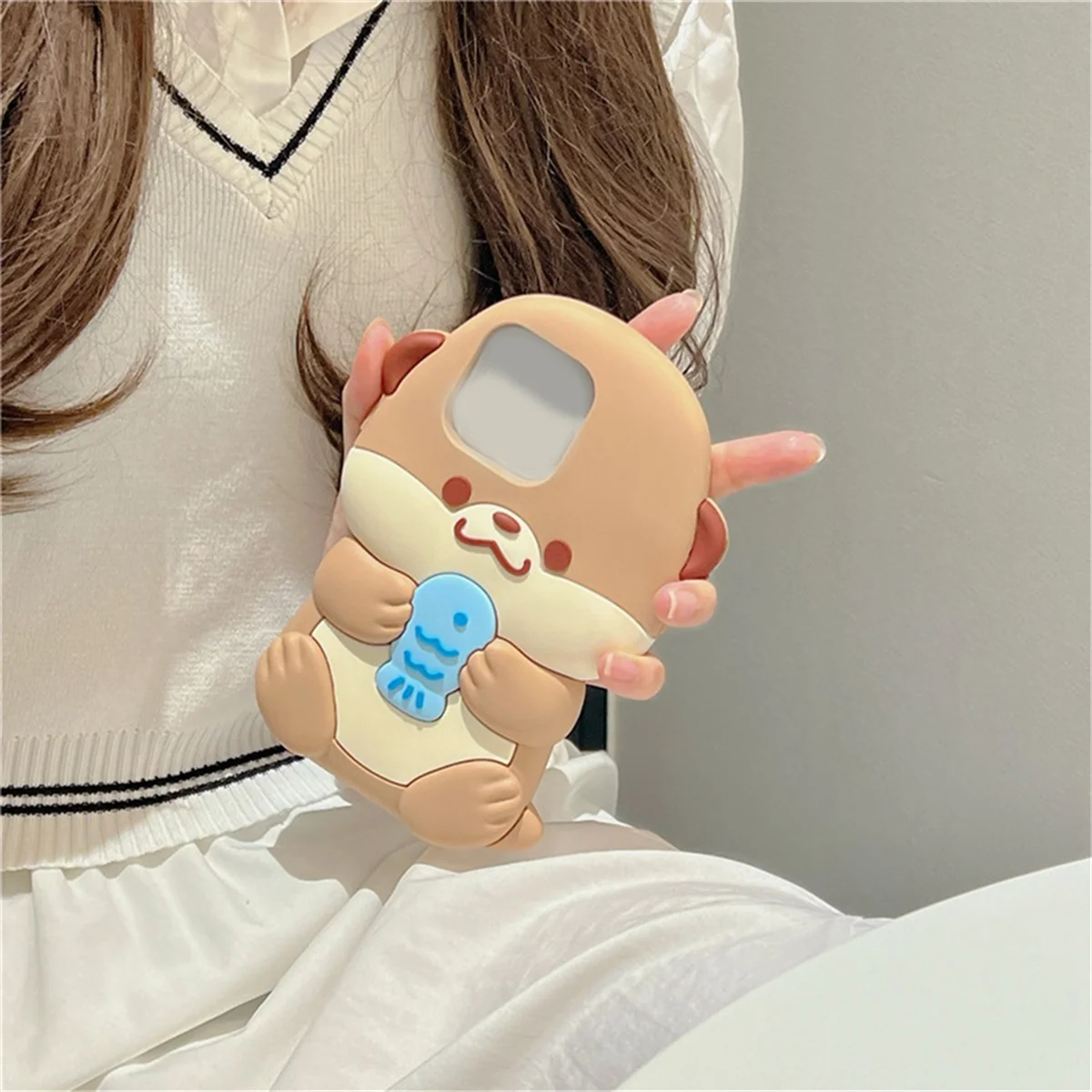 A07I Cartoon Three-Dimensional Silicone Protective Shell Set Healing Anti-Fall for 15pro Max