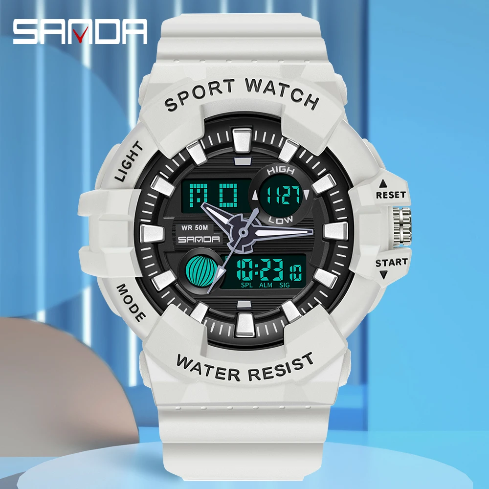 SANDA New man Women Sport Digital Watch Electronic Quartz Dual Core Display LED Waterproof Watches Casual Student WristWatch3037