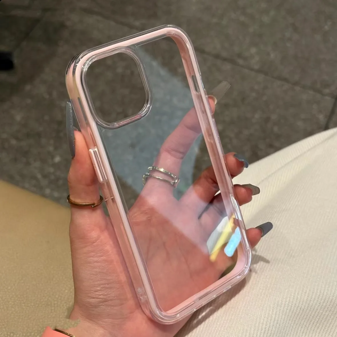 Funda trasera transparente con marco de Color caramelo para IPhone 16 15 14 13 12 Pro Max 11 16 Plus, cubierta de parachoques acrílica a prueba de golpes