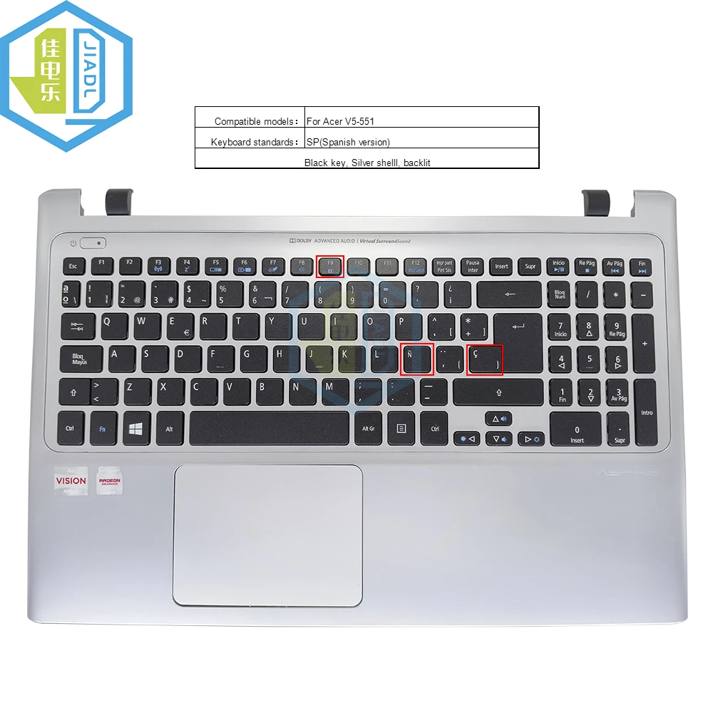 

SP Spain Spanish laptop keyboard C Cover Palmrest backlit For Acer Aspire V5-551 V5-551G NK.I1717.02E AZERPP01010 9Z.N8QBQ.L0S