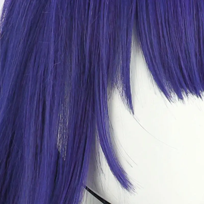 L-e-mail peruca de cabelo sintético genshin impacto raiden shogun cosplay peruca semanal chefe baal cosplay 110cm roxo resistente ao calor perucas