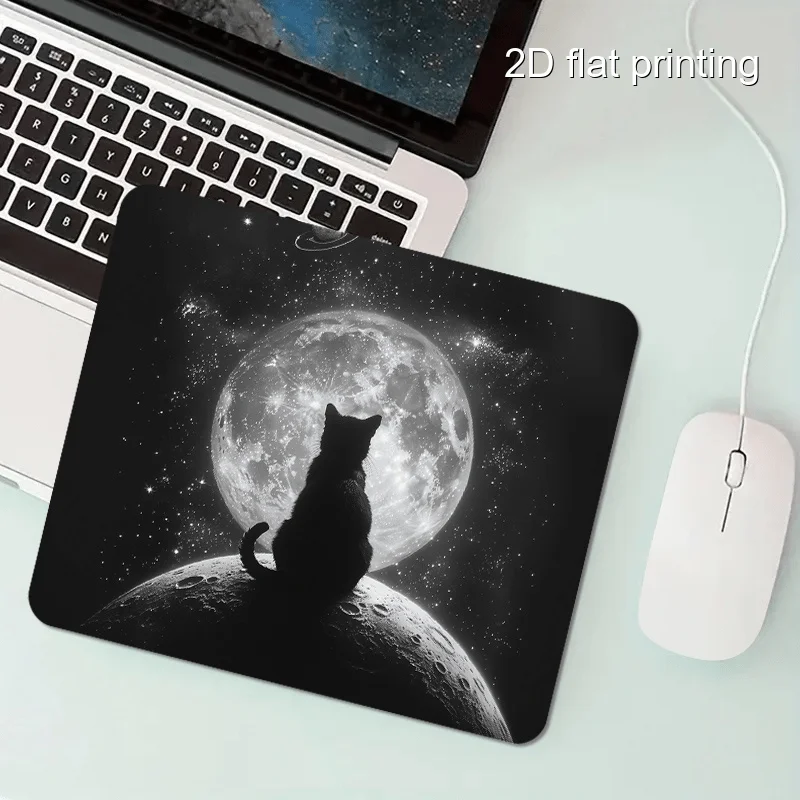 

Moon Cat creative printed pattern mouse pad, anti-slip rubber, durable and washable, small computer desk mat, high quality