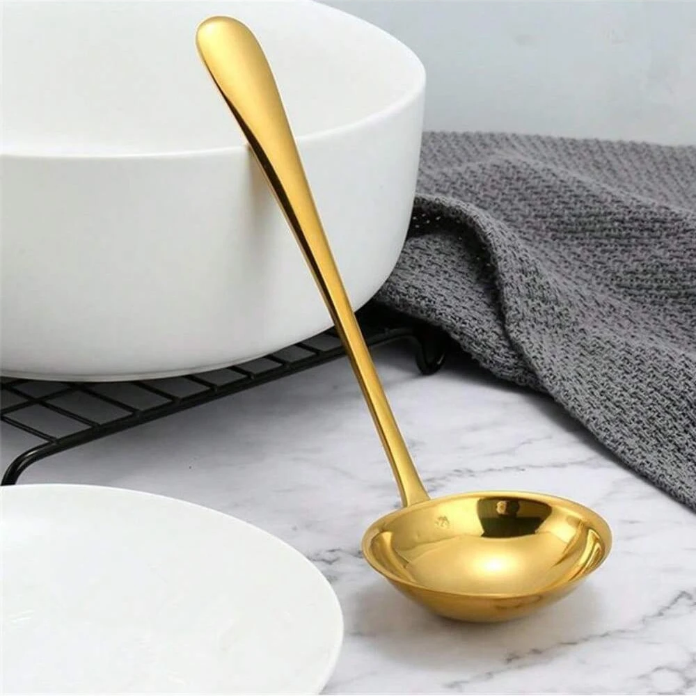 Stainless Steel Kitchenware Gold Serving Spoon Slotting Spoon Slotting Spatula Saucepan Soup Spoon Fork Kitchen Cooking Tool Set