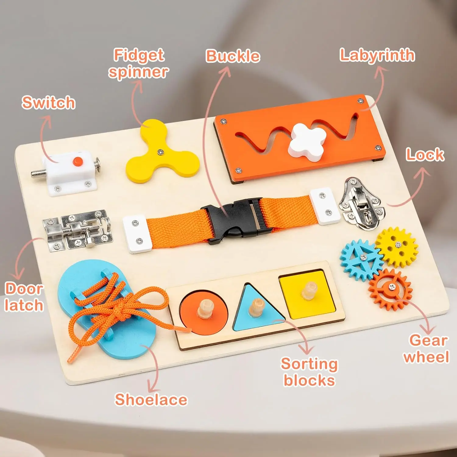 Montessori Busy Board for Toddlers Wooden Activity Sensory Board for Fine Motor Skills Travel Educational Learning  Toys for Kid view 5