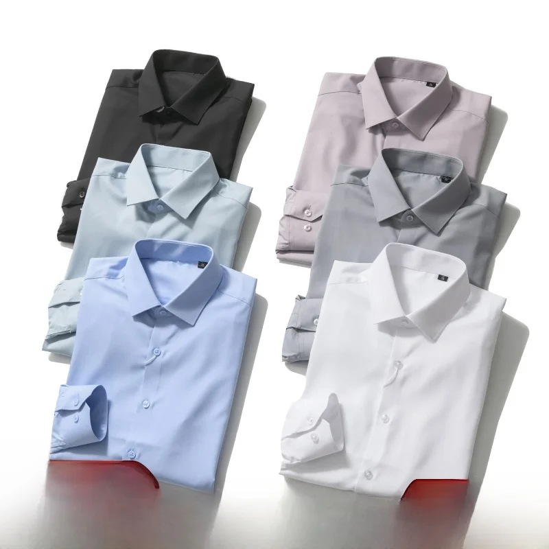 

l Silk Modal Long Sve Casual irt для мужчин High Luxury Quali Pure Color Busin Универсальный мужской irt