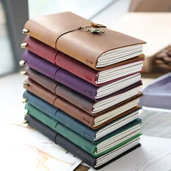 Vintage Genuine Leather Travel Notebook Traveler Diary Trip Journey Handmade Cowhide Sketchbook Planner Replaceable Inner Pages