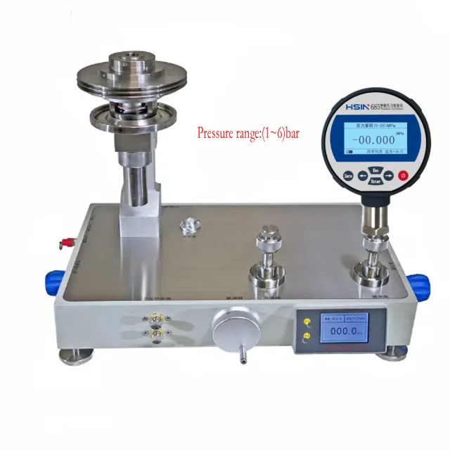 HSIN6F Digital Dead Weight Piston Pressure Gauge Calibrator Pneumatic Dead Weight Tester 6bar Pressure Calibration Instrument