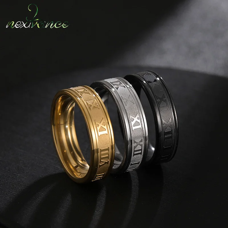 Nextvance Vintage Roman Numbers Ring For Men Women Stainless Steel 6MM Width Couple Rings Waterproof Jewelry Gifts Wholesale