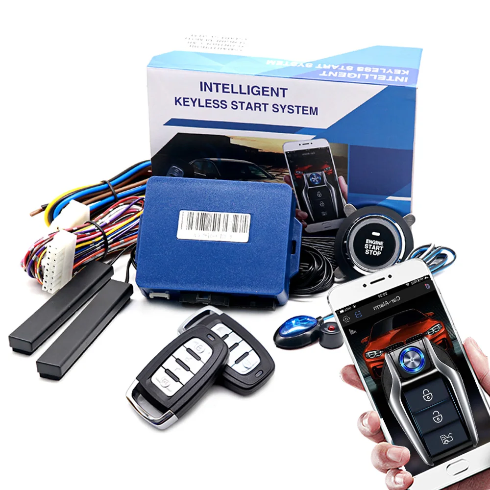 Kirbin Remote Starter Kit Car Alarm with App Start Stop System for Cars Engine Start Button Push Start System Car Accessory