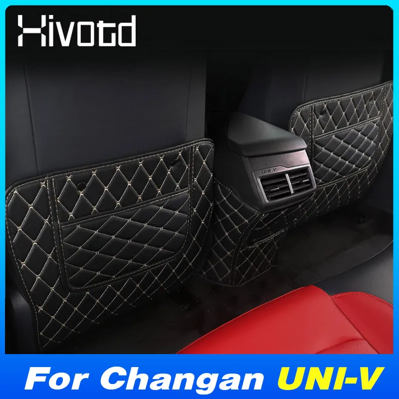 

Car Rear Seat Anti-kick Mat Pad Leather Anti-Dirty Trim Protict Cover For Changan UNI-V 2022-2023 Interior Accesssories Styling