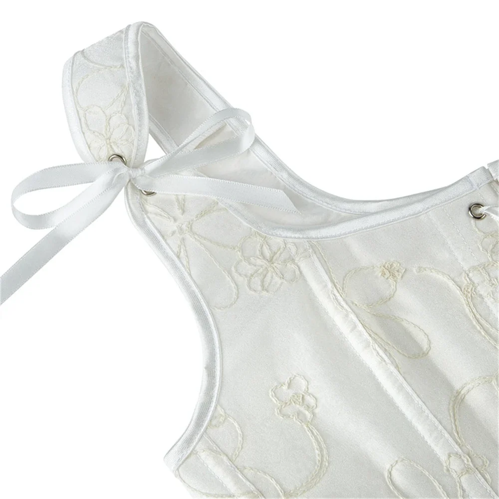 خمر الأبيض الجاكار مشد سترة المرأة الفيكتوري حزام الكتف overالصدر المشدات المحاصيل الأعلى القوطية Korsett الملابس الداخلية محدد شكل الجسم