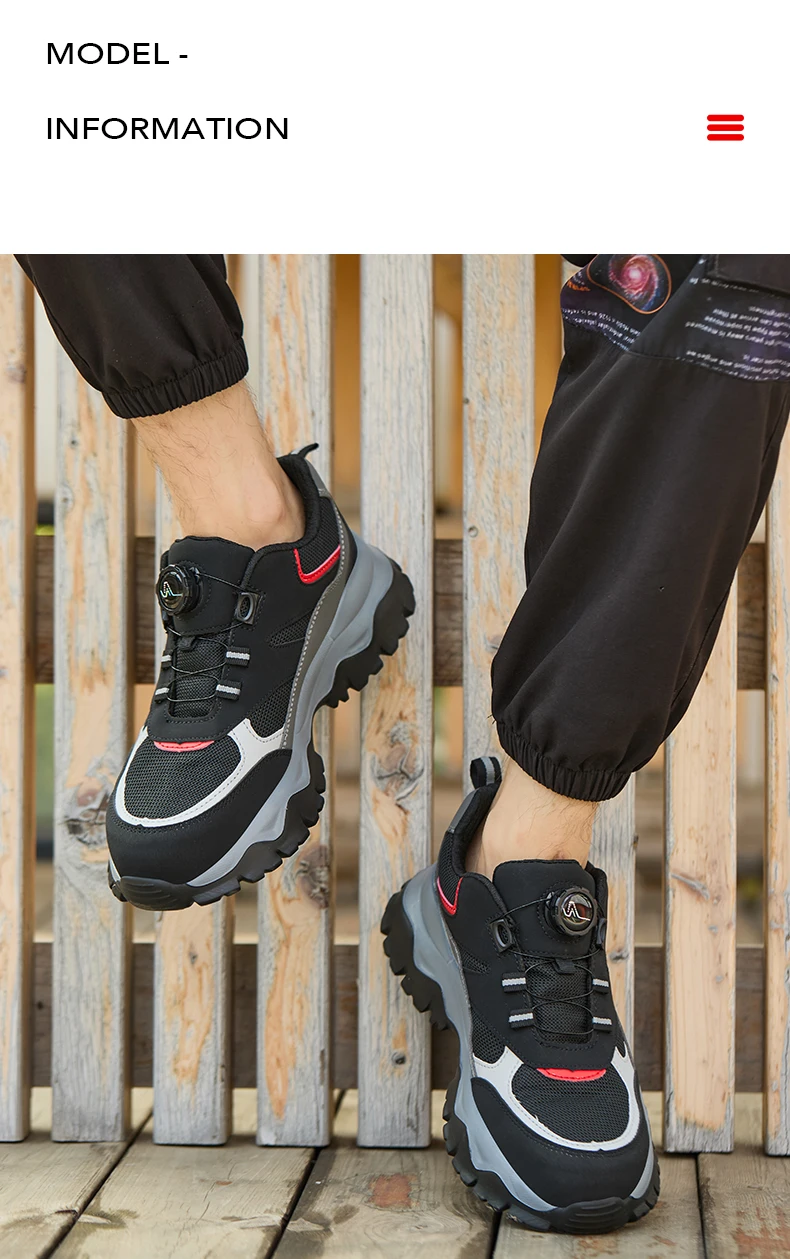 Indestructible Steel Toe Work Shoes for Men Rotating Button Safety Shoes Lightweight Construction Work Safety Shoes