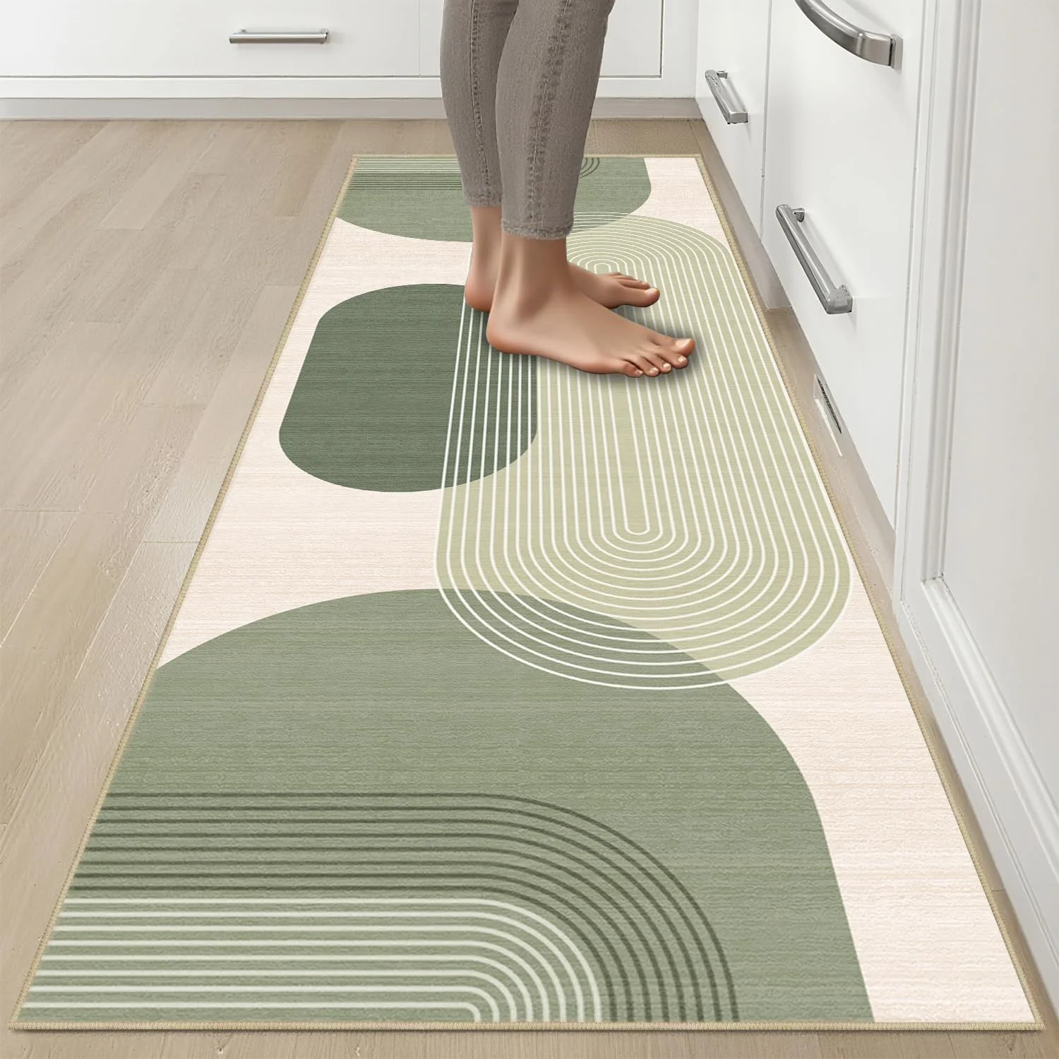 VIKAMA Cream Base Two-Tone Gre - Printed Rug Abstract recension och pris