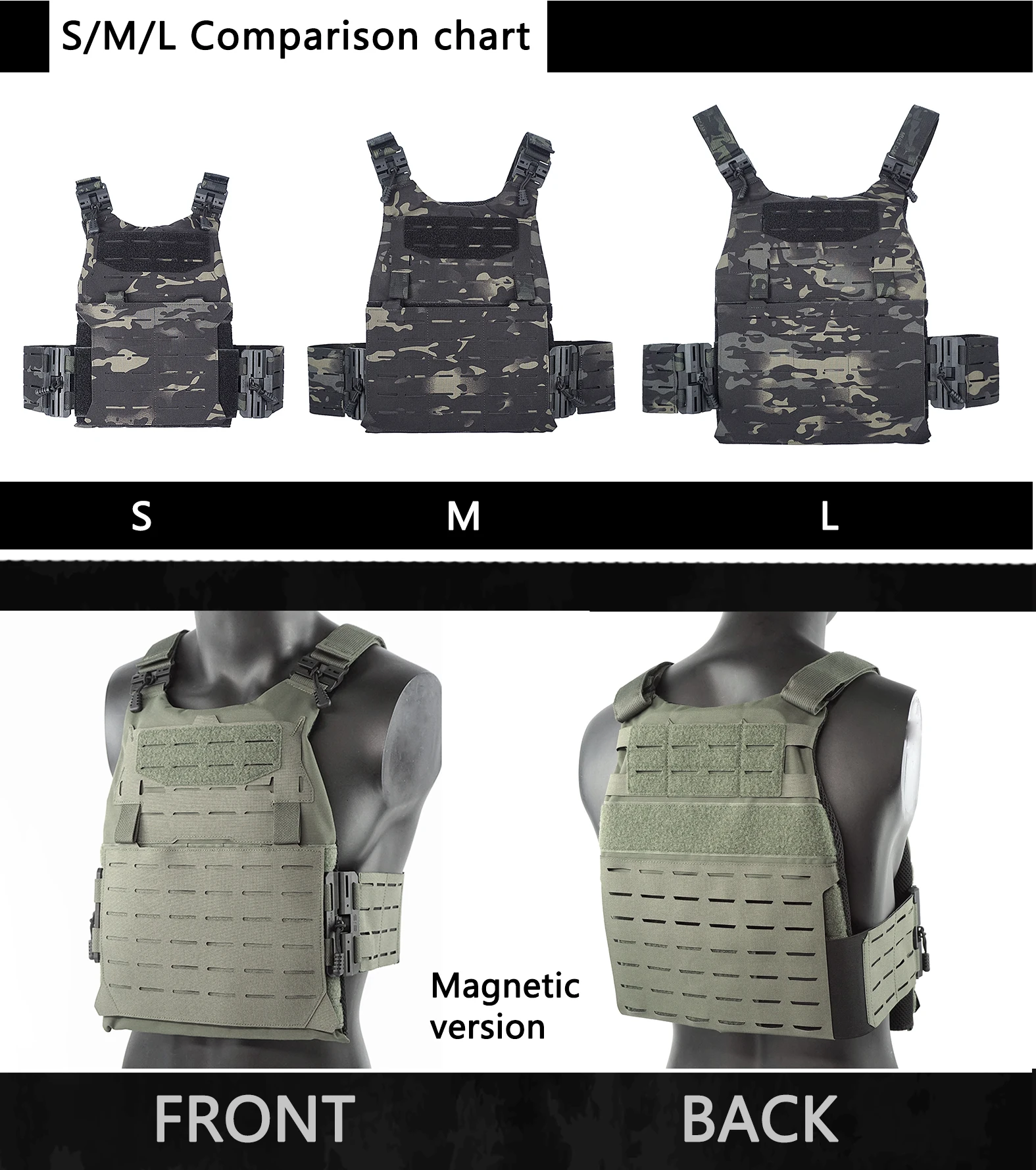 Kamizelka taktyczna magnetyczna DMgear kamuflaż Quick Release + uniwersalny zestaw 556/762 Molle sub-pack wielofunkcyjny regulowany zestaw amunicji