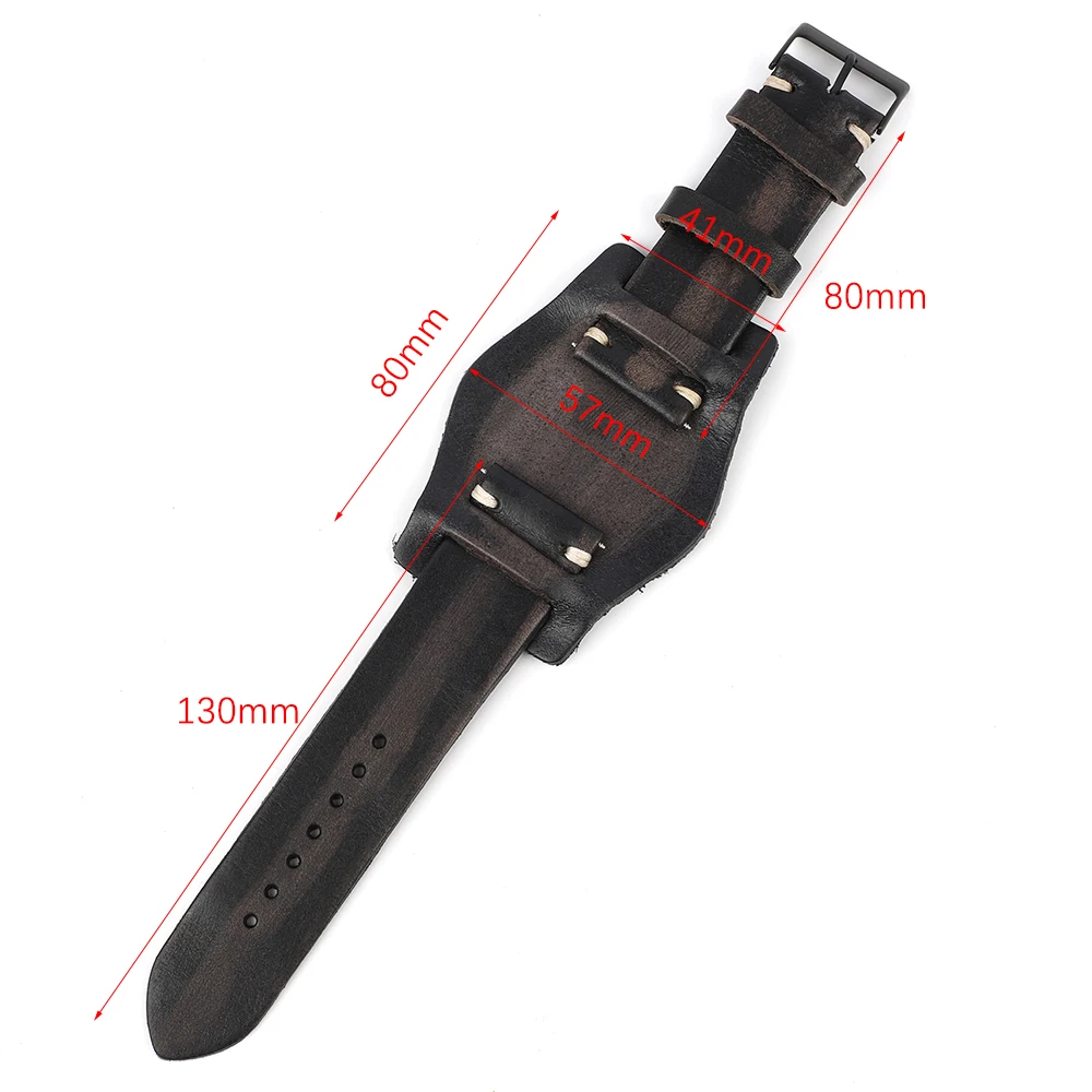 Genuine Leather Watch Band 22mm 24mm 26mm for Fossil Watch Strap with Mat Handmade Stitching Watchband for Men