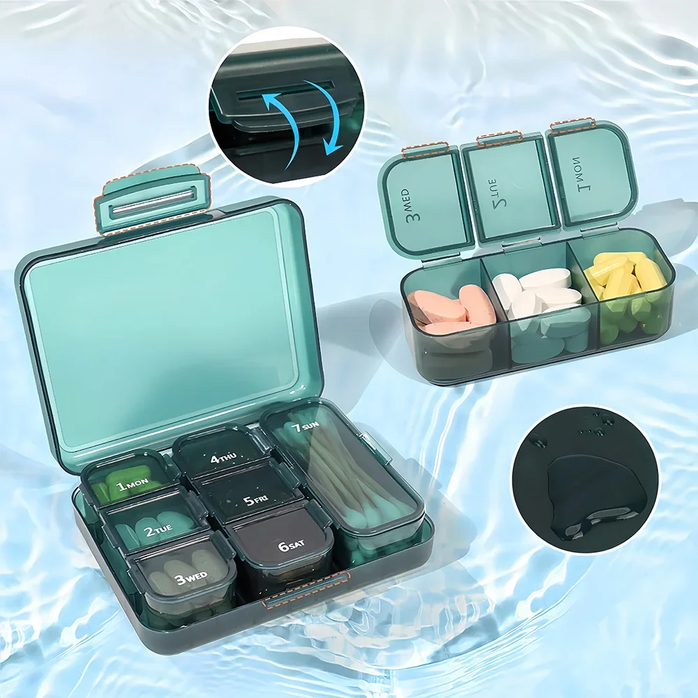 New Weekly Portable Travel Pill Cases Box 7 Days Organizer 7 Grids Pills Container Storage Tablets Vitamins Medicine Fish Oils