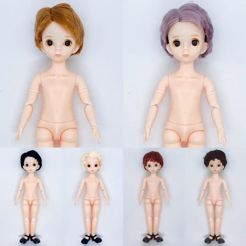 30 Cm Short Hair Makeup Nude Doll 3D Eyes 1/6 BJD Doll 22 Joint Body Naked Baby Boys 12 Inch Doll DIY Toy Girl Gift