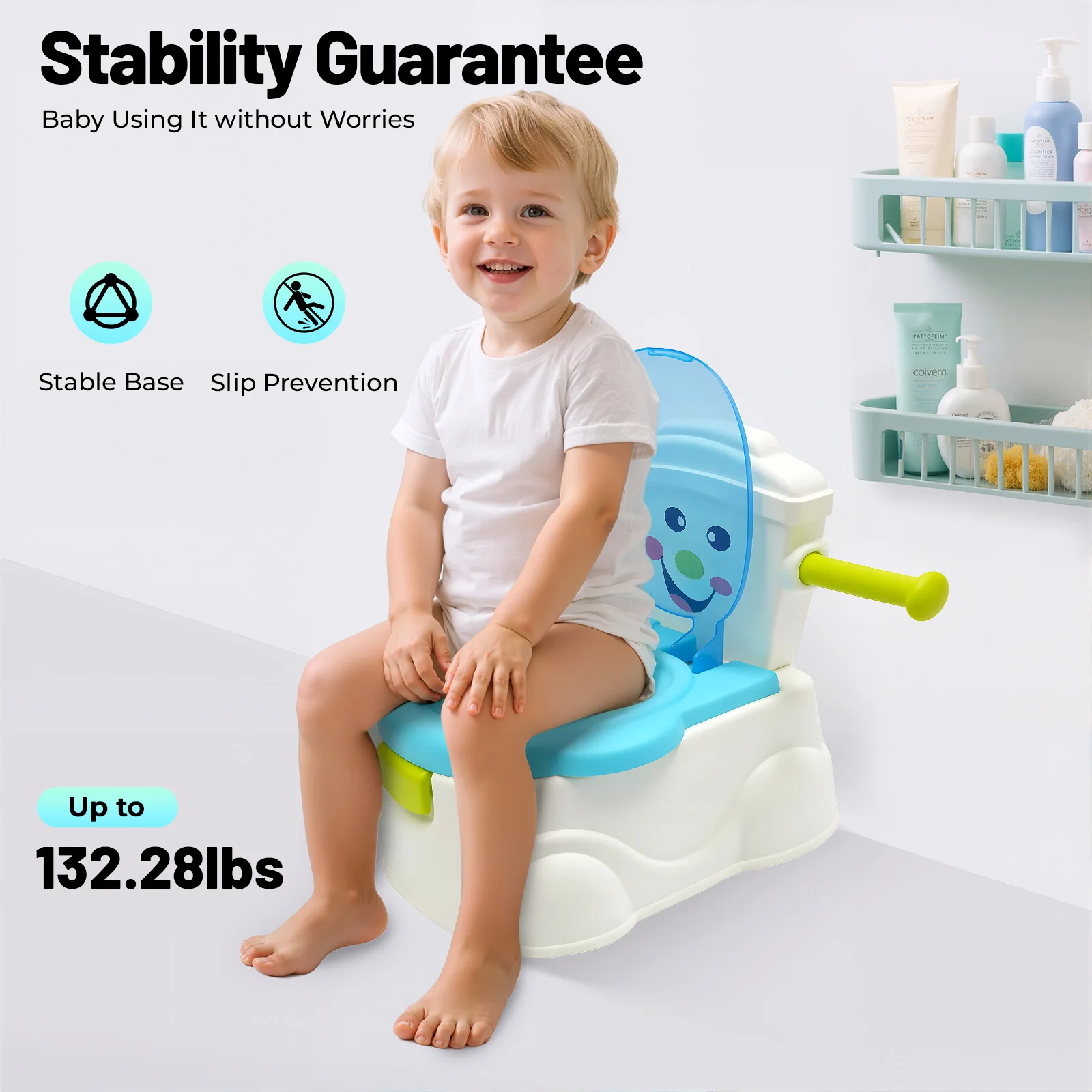 Tragbare Toilette für Kinder, tragbare Toilette, blau/rosa, tragbare Toilette, Töpfchentraining, Toilette für Mädchen und Jungen, Töpfchenstuhl, Toilettensitz – Detail 6