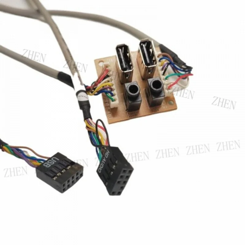 Y Y 2-Port USB 2.0 9Pin 3.5mm Audio Interface Motherboard Front Square Case Panel