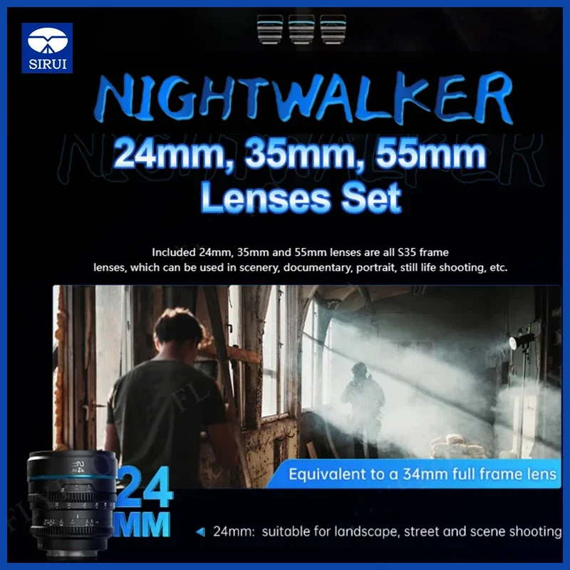 SIRUI NightWalker 24 مللي متر 35 مللي متر 55 مللي متر 16 مللي متر T1.2 S35 ليلة ووكر سين عدسة لسوني E فوجي X كانون RF الأحمر كومودو RF Lumix MFT M4/3