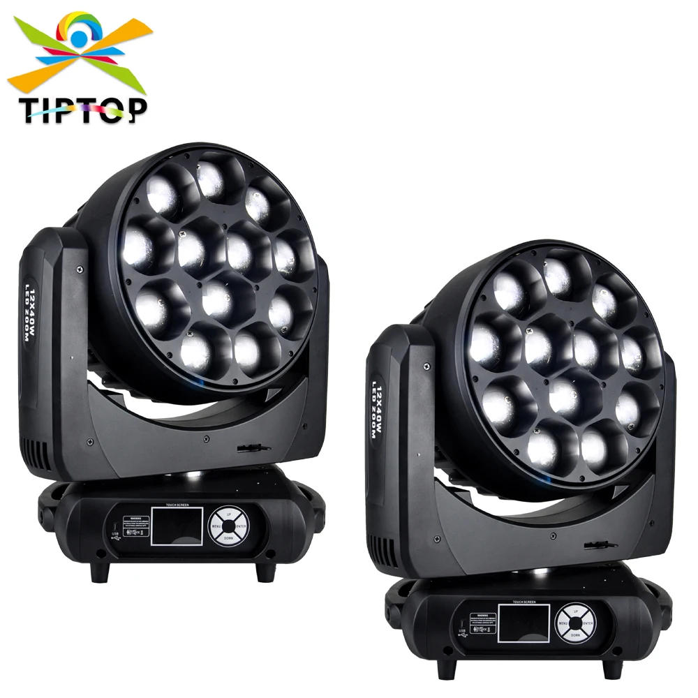 12x40W RGBW LED Aura Zoom Moving Head Light High Brightness Big Lens COB Stage Wash Light DMX512 Sound Activated