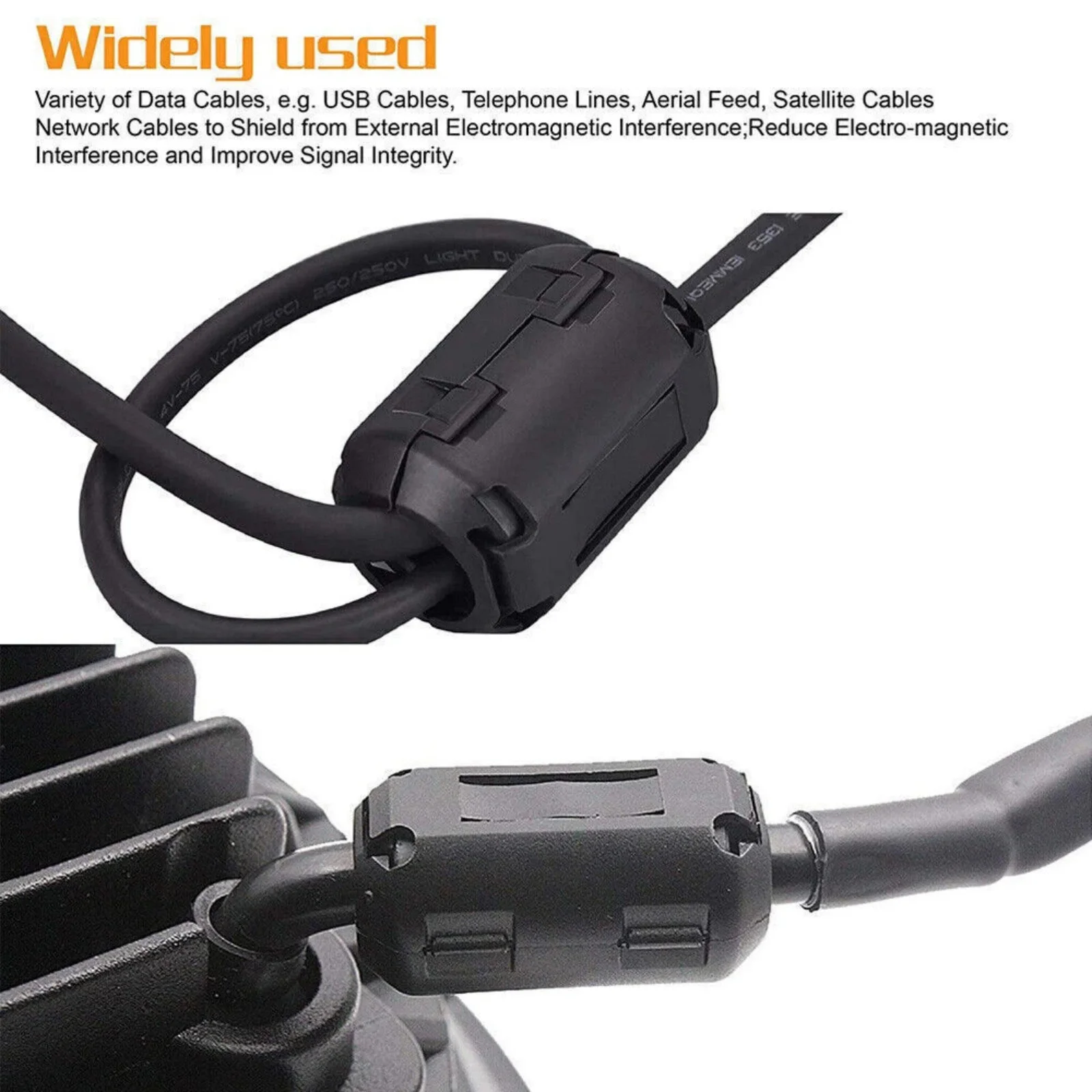 10/20/50 Stück Clip-on Ferritkern RFI EMI Störschutzfilter für 3,5-15mm USB/TV/Audiokabel Anti-Interferenz Ferritperle – Detail 6