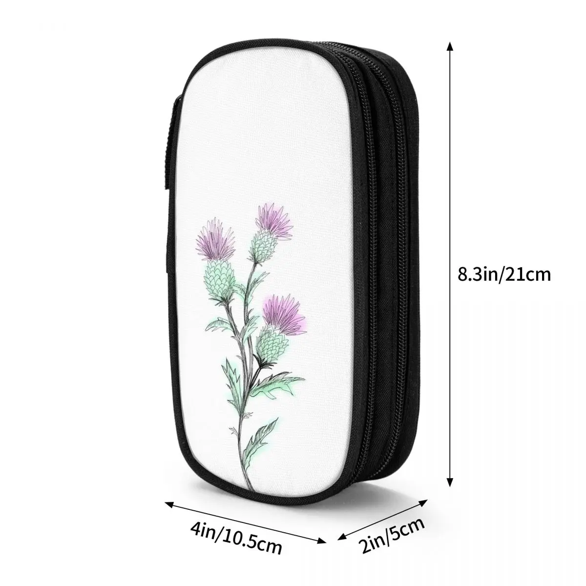 Watercolor Thistle Pencil Cases Large Capacity Pen Bags Pen Box Pencil Pouch For Boys Girls Students Stationery School Office